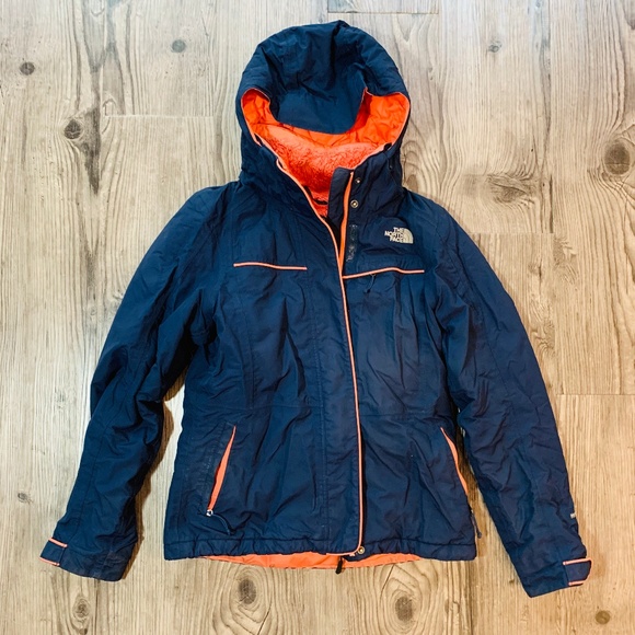 North Face Winter Fleece-Lined Coat Navy/Orange - Picture 1 of 3